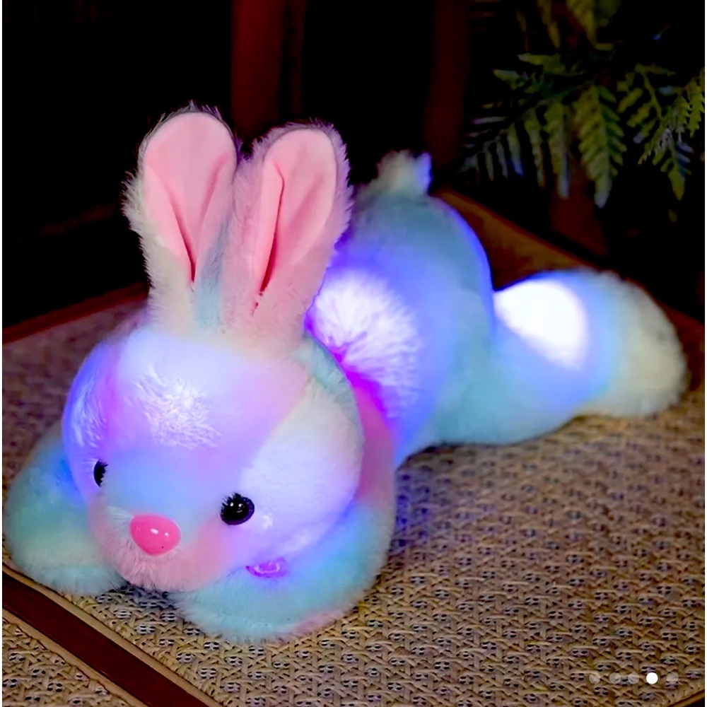 Bunny,,white,stuffed, 12". Lays flat. lights up & change colors. NIB
